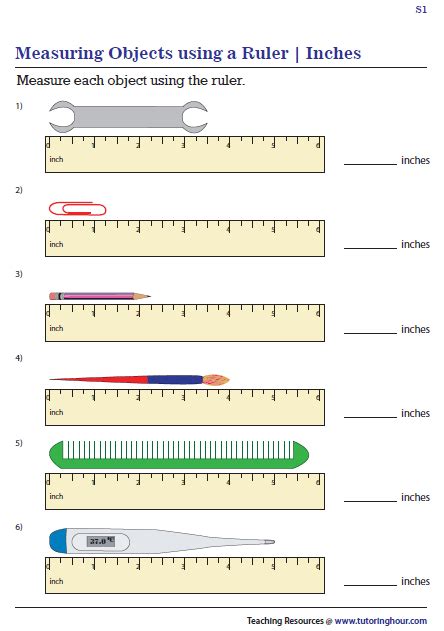 reading an inch ruler worksheet pdf